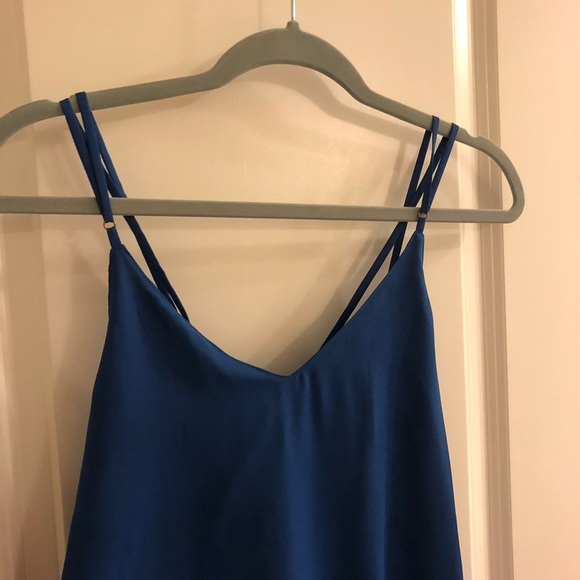 Blue sleeveless flare dress crossed straps cute - Picture 2 of 4